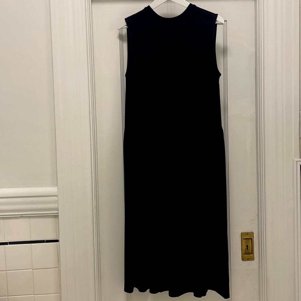 Eileen Fisher black sleeveless tencel dress